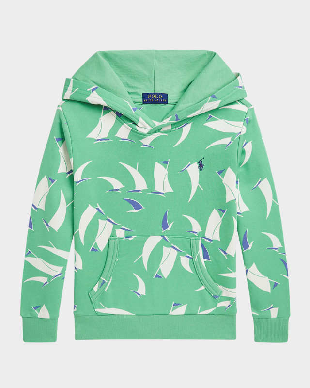 Boy's Sail-Boat Printed Hoodie, Size 2-